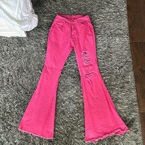 Pink flared jeans
